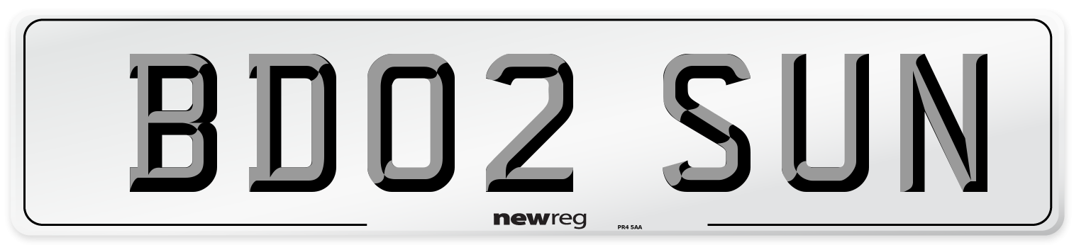 BD02 SUN Number Plate from New Reg